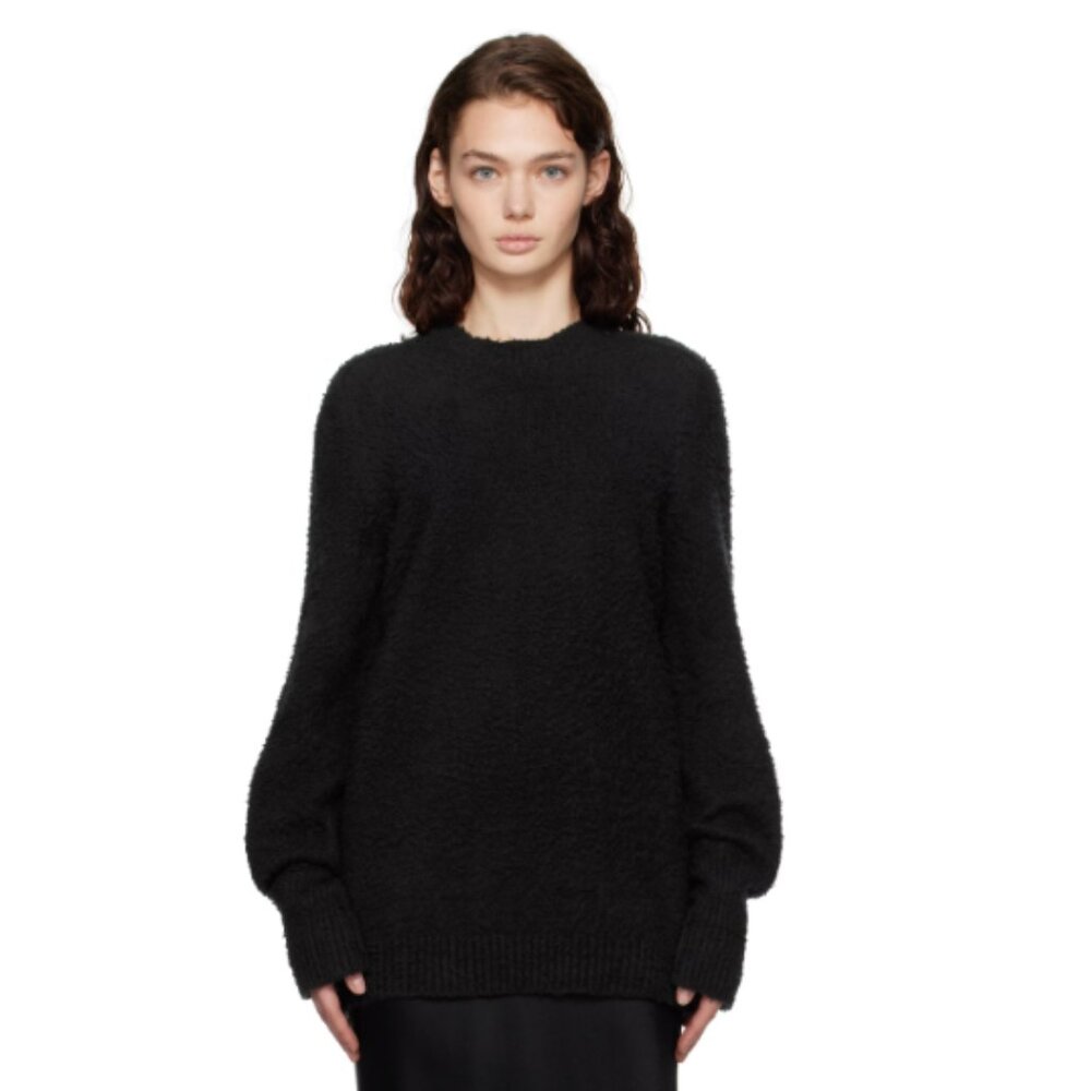 Balenciaga - Oversized Brushed Cotton-Blend Sweater - Black